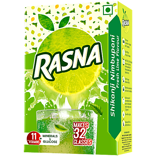 Rasna Shikanji Nimbupani - 32 Glass, 120 g Carton No Trans Fat