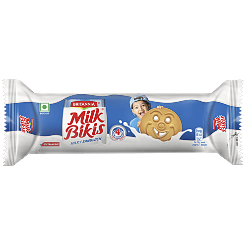 Britannia Milk Bikis Milky Sandwich Biscuits, 100 g  
