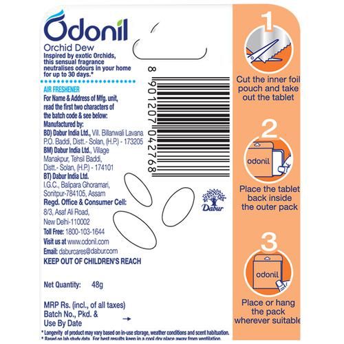 Odonil  Bathroom Air Freshener Blocks - Orchid Dew, 48 g  30 Days of Freshness