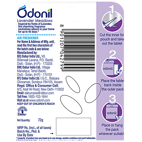 Odonil  Lavender Meadow Air Freshener Block, 72 g  45 Days of Freshness