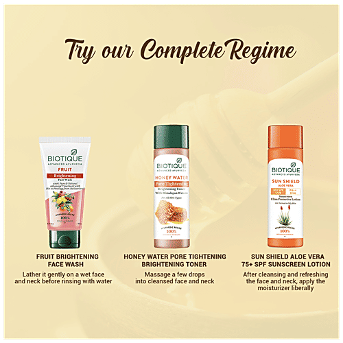 BIOTIQUE Pore Tightening Brightening Toner - Honey, With Himalayans Water, For Normal To Oily Skin, 120 ml Carton 100% Botanical Extracts