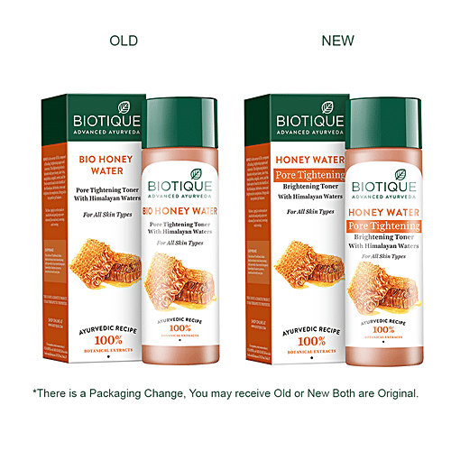 BIOTIQUE Pore Tightening Brightening Toner - Honey, With Himalayans Water, For Normal To Oily Skin, 120 ml Carton 100% Botanical Extracts