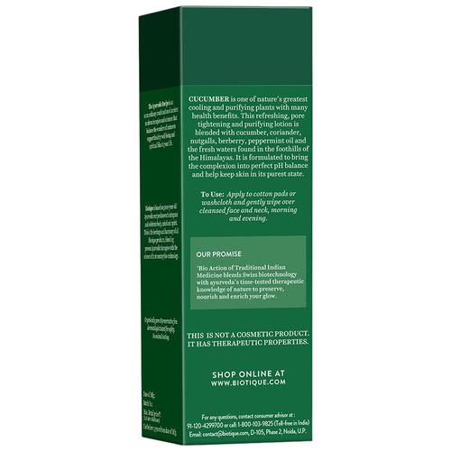 BIOTIQUE Pore Tightening Refreshing Toner - Cucumber, With Himalayans Water, For Normal To Oily Skin, 120 ml Carton 