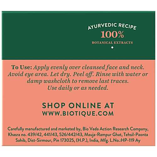 BIOTIQUE Clarifying & Refining Peel Off Mask - Peach, For All Skin Type, 50 g  100% Botanical Extracts