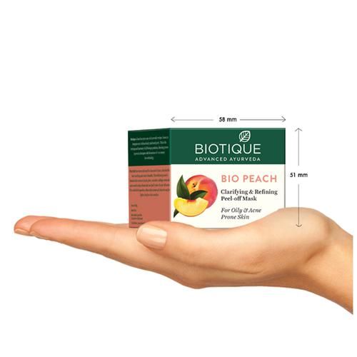BIOTIQUE Bio Peach Clarifying & Refining Peel-Off Mask - For Oily & Acne Prone Skin, 100% Botanical Extracts, 50 g  
