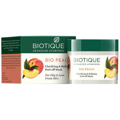 BIOTIQUE Bio Peach Clarifying & Refining Peel-Off Mask - For Oily & Acne Prone Skin, 100% Botanical Extracts, 50 g  