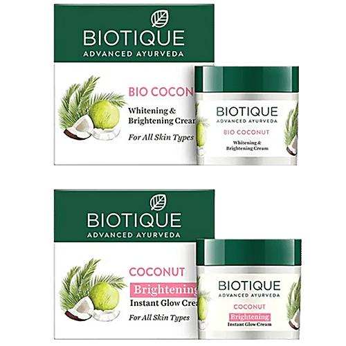 BIOTIQUE Brightening Instant Glow Cream - Coconut, For All Skin Type, 50 g Carton 100% Botanical Extracts