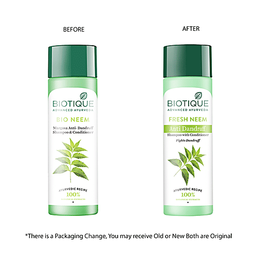 BIOTIQUE Fresh Neem Anti Dandruff Shampoo With Conditioner, 190 ml Fights Dandruff