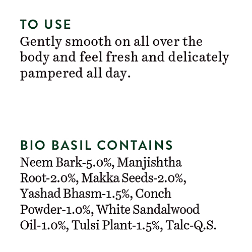 BIOTIQUE Refreshing Body Powder - Basil & Sandalwood, 150 g Bottle 100% Botanical Extract