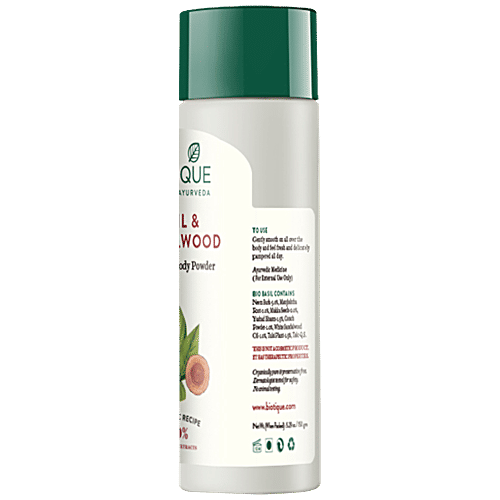 BIOTIQUE Refreshing Body Powder - Basil & Sandalwood, 150 g Bottle 100% Botanical Extract