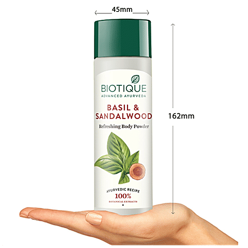 BIOTIQUE Refreshing Body Powder - Basil & Sandalwood, 150 g Bottle 100% Botanical Extract