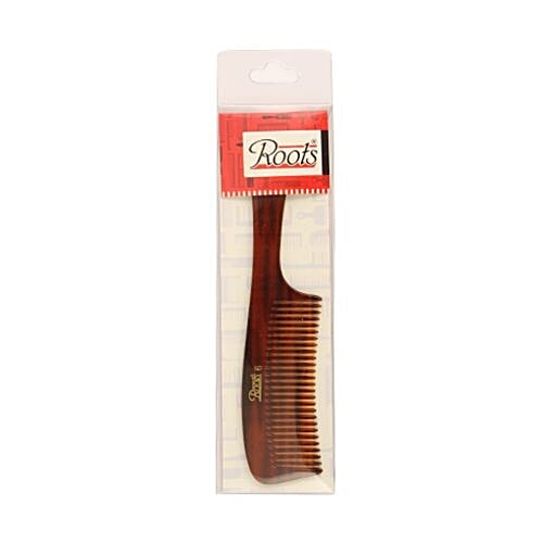 Roots Brown Wide Teeth Comb For Wavy/Curly/Thick Long Hair & Shampoo Use - 74, 1 pc Pouch 