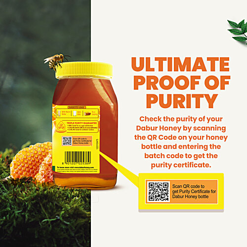 Dabur Pure Honey - Worlds No.1 Honey Brand With No Sugar Adulteration, 50 g Bottle Purity Guaranteed, No Sugar Adulteration