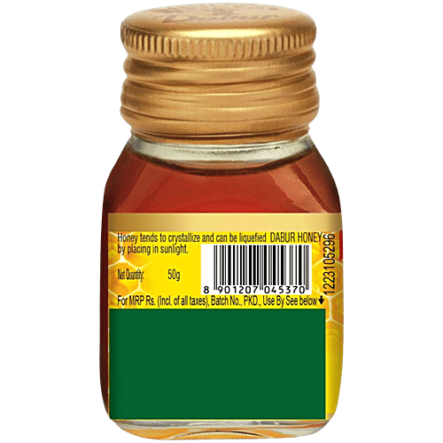 Dabur Pure Honey - Worlds No.1 Honey Brand With No Sugar Adulteration, 50 g Bottle Purity Guaranteed, No Sugar Adulteration