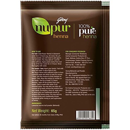 Godrej Nupur Pure Henna Mehendi, 65 g  