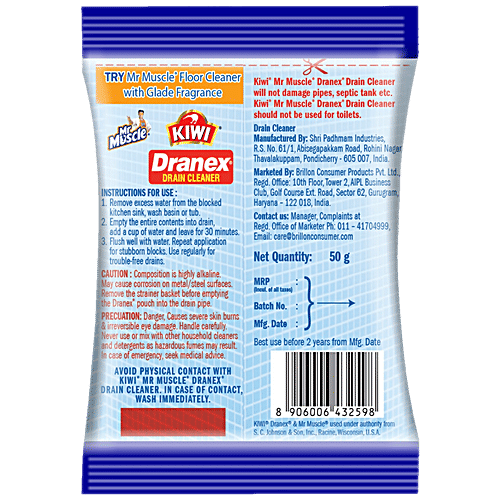 Buy Kiwi Dranex Drain Cleaner 50 Gm Pouch Online at Best Price of Rs 28