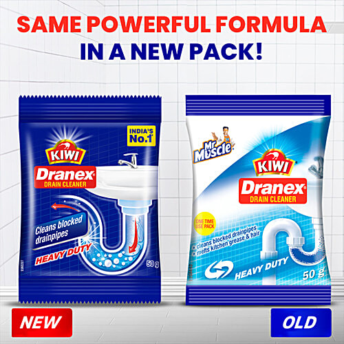 Kiwi Dranex Drain Cleaner, 50 g  Cleans Blocked Drainpipes