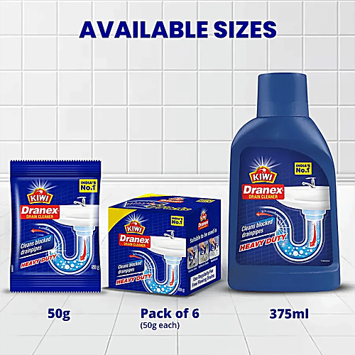 Kiwi Dranex Drain Cleaner, 50 g  Cleans Blocked Drainpipes