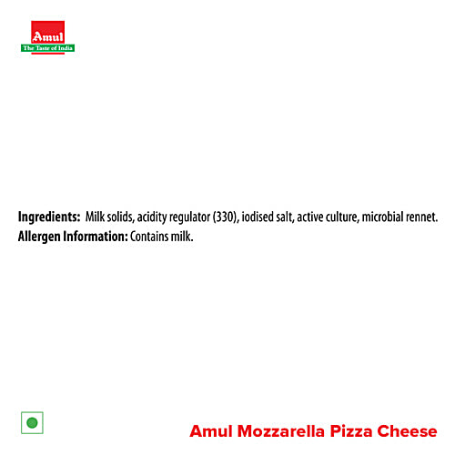 Amul Mozzarella Pizza Cheese Block, 200 g Pouch Zero Added Sugar