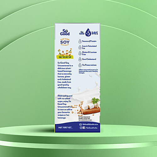 So Good Plant-Based Soy Beverage - Unsweetened, No Added Sugar, 200 ml  Rich In Calcium, Dairy Free, No Preservatives, Gluten & Lactose Free