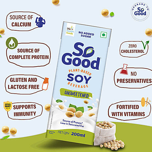 Buy So Good Soy Milky Soya Milk Natural 200 Ml Carton Online at the