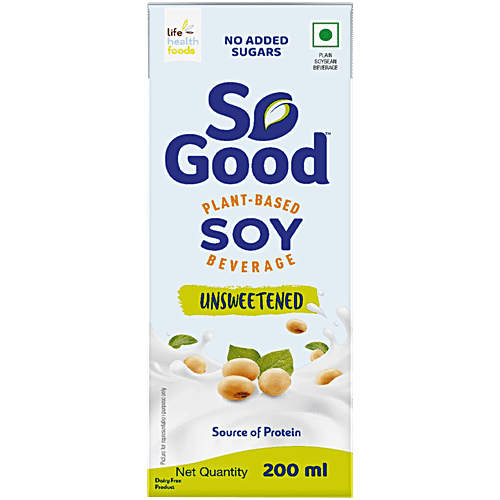So Good Plant-Based Soy Beverage - Unsweetened, No Added Sugar, 200 ml  Rich In Calcium, Dairy Free, No Preservatives, Gluten & Lactose Free