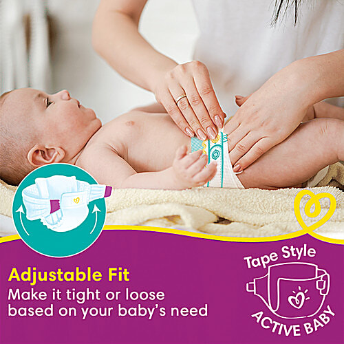 Pampers Active Baby Taped Diapers - Soft, Up To 12 Hours Absorption, 5 Star Skin Comfort, Small, 22 pcs