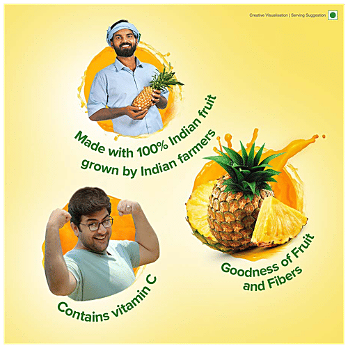 B Natural Pineapple Juice - Rich In Fibre, Vitamin C & E, Fruit Pulp & 0% Concentrate, 1 L Carton Zero Fat