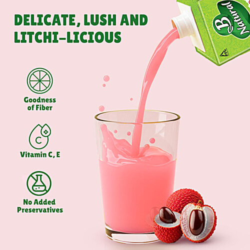 B Natural Litchi Fruit Beverage, 1 L Carton Zero Fat