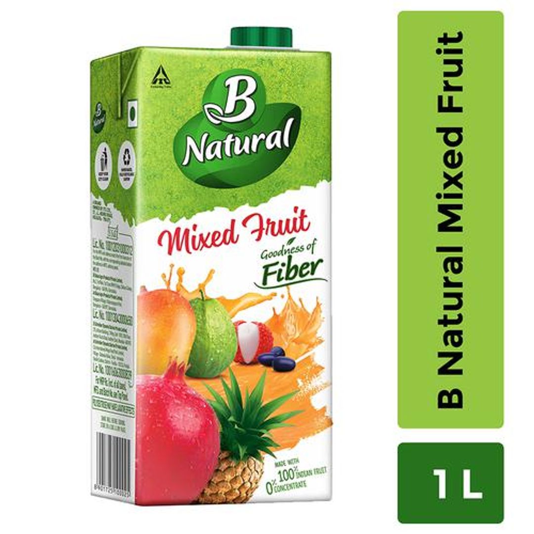 B Natural Mixed Fruit - Rich In Fibre, Vitamin C & E, 100% Indian Fruit & 0% Concentrate, 1 L Carton