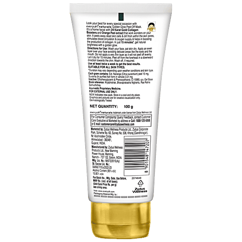 Everyuth Naturals Golden Glow Peel-Off Mask With 24 Karat Gold, 100 g Tube 