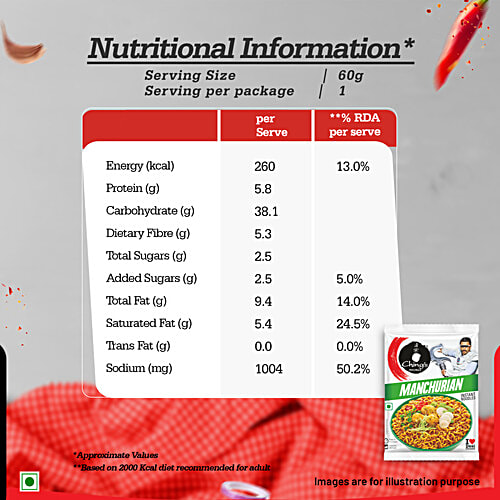 Ching's Secret Manchurian Instant Noodles, 60 g Zero Trans Fat, Ready in 2-3 Minutes