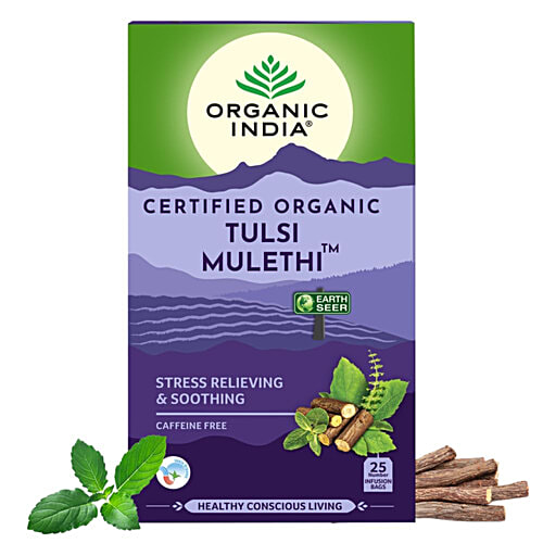 Organic India Infusion Tea - Tulsi Mulethi, 45 g (25 Bags x 1.8 g each) Caffeine Free