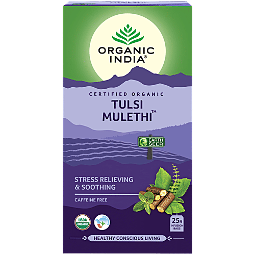 Organic India Infusion Tea - Tulsi Mulethi, 45 g (25 Bags x 1.8 g each) Caffeine Free