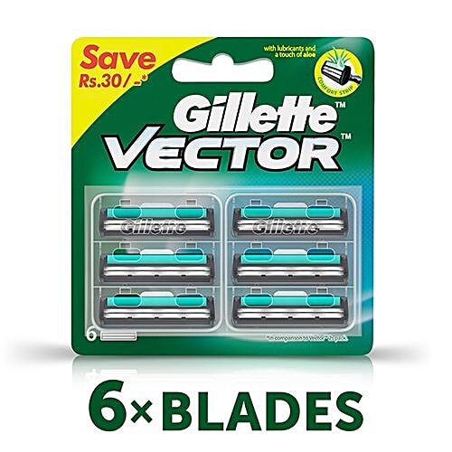 Gillette Vector Plus - Manual Shaving Razor Blades Cartridge, 6 pcs  