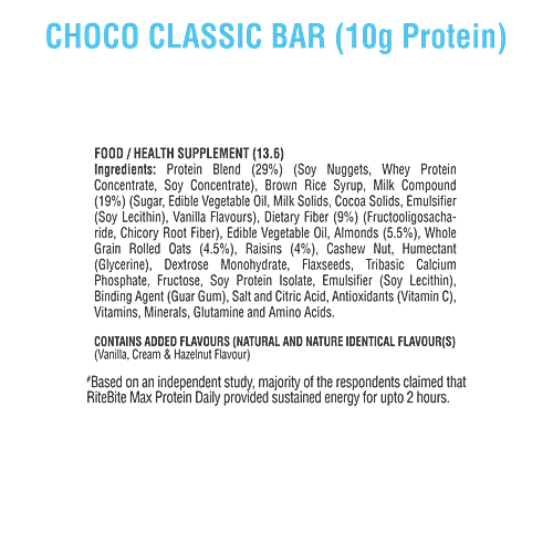 RiteBite Max Protein Protein Choco Classic Bar, 50 g  