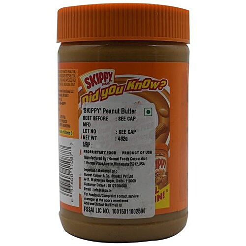 Skippy Creamy Peanut Butter - Roasted Honey Nut, 462 g Jar Zero Cholesterol, Zero Trans Fat