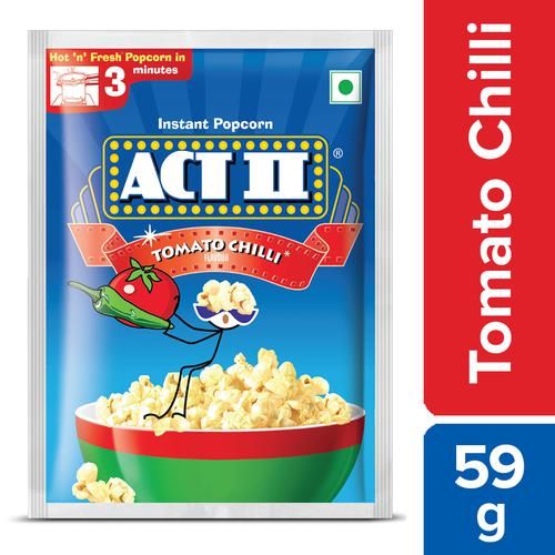 ACT II Instant Popcorn - Tomato Chilli Flavour, Hot, Fresh & Delicious, 59 g Pouch 