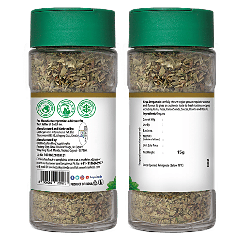 Keya Oregano - pasta,pizza,italian salads-freeze dried herbs, 15 g Bottle 