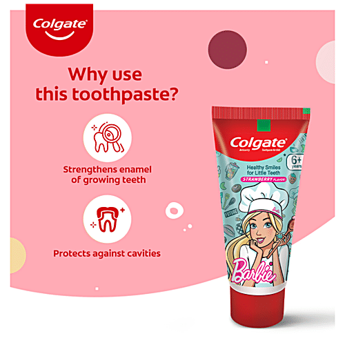 Colgate Kids Toothpaste - 6+ Years, Strawberry Flavour, Barbie, 80 g  Clinically Proven