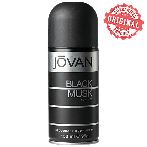 Jovan Deodorant Body Spray - Black Musk for Men, 150 ml Bottle 