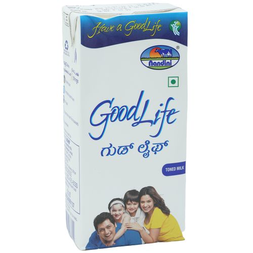 Nandini GoodLife UHT Treated Toned Milk, 1 L Carton No Preservatives