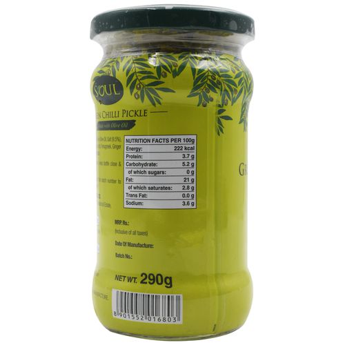 Soul  Pickle - Green Chilli, 290 g  Zero Trans Fat