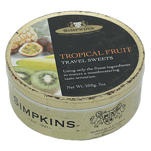 Simpkins  Travel Sweets - Tropical Fruit, 200 g Tin 