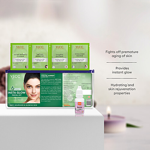 VLCC Salon Series Insta Glow Facial Kit - Soft, Nourished & Glowing Skin, 252 g (6 Facials) 