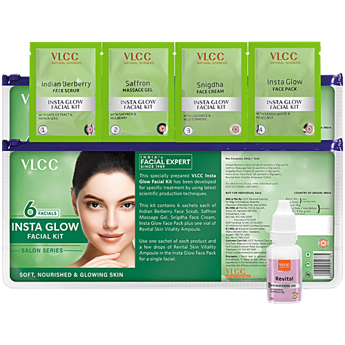 VLCC Salon Series Insta Glow Facial Kit - Soft, Nourished & Glowing Skin, 252 g (6 Facials) 