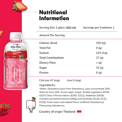 Mogu Mogu Juice - Strawberry, 300 ml  Zero Fat