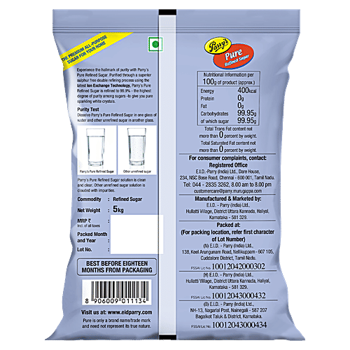 Parry's Pure Refined - Sugar, Sulphur Free/Sakkare, 5 kg Pouch 