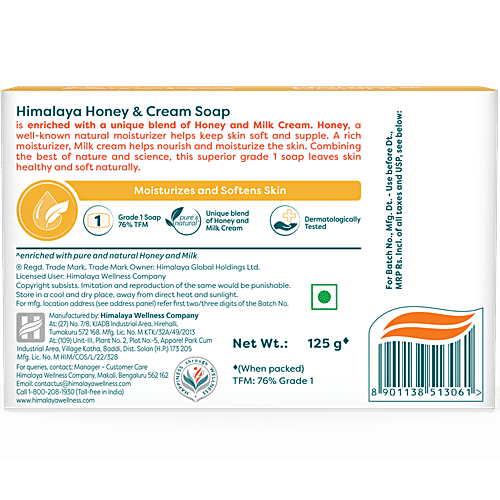 Himalaya Honey & Cream Soap, 125 g Moisturizes & Nourishes Skin