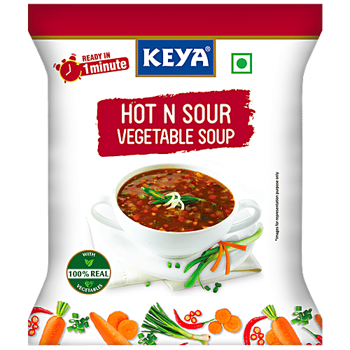 Keya Instant Cup-A-Soup - Hot & Sour Vegetable, 12 g Pouch No Cholesterol